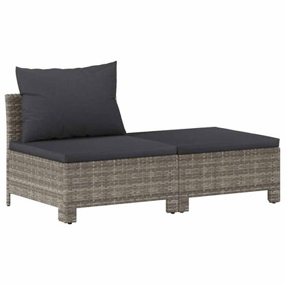 Set da giardino 2 pezzi con cuscini grigio in polyrattan - homemem39