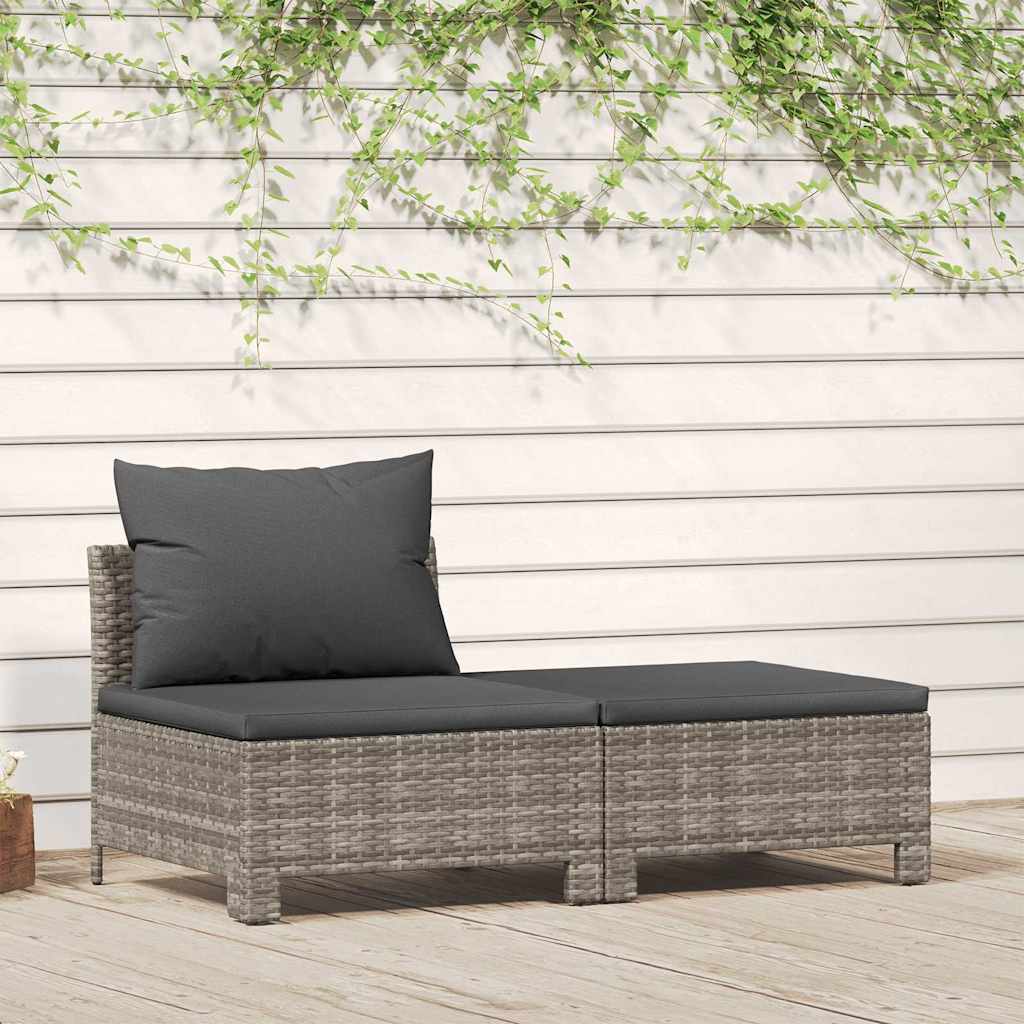 Set da giardino 2 pezzi con cuscini grigio in polyrattan - homemem39