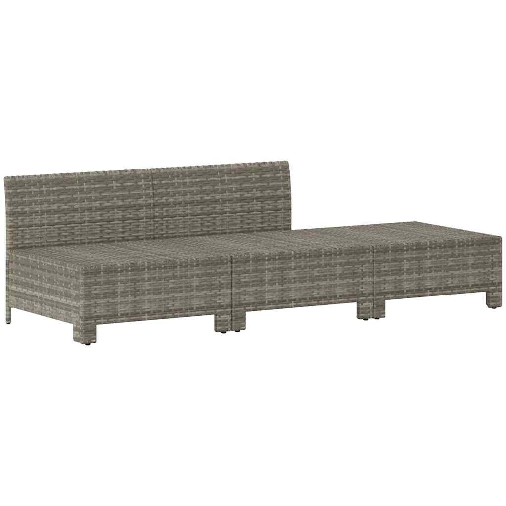 Set da giardino 3 pezzi con cuscini grigio in polyrattan | homemem39