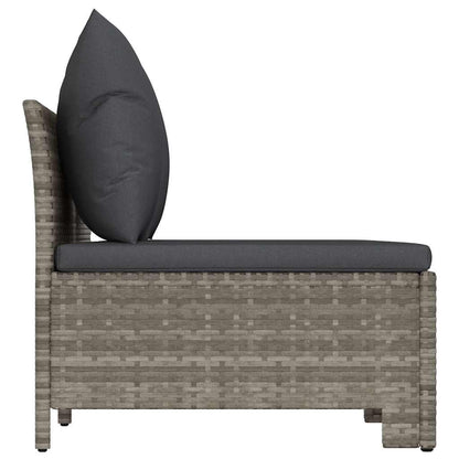 Set da giardino 3 pezzi con cuscini grigio in polyrattan | homemem39