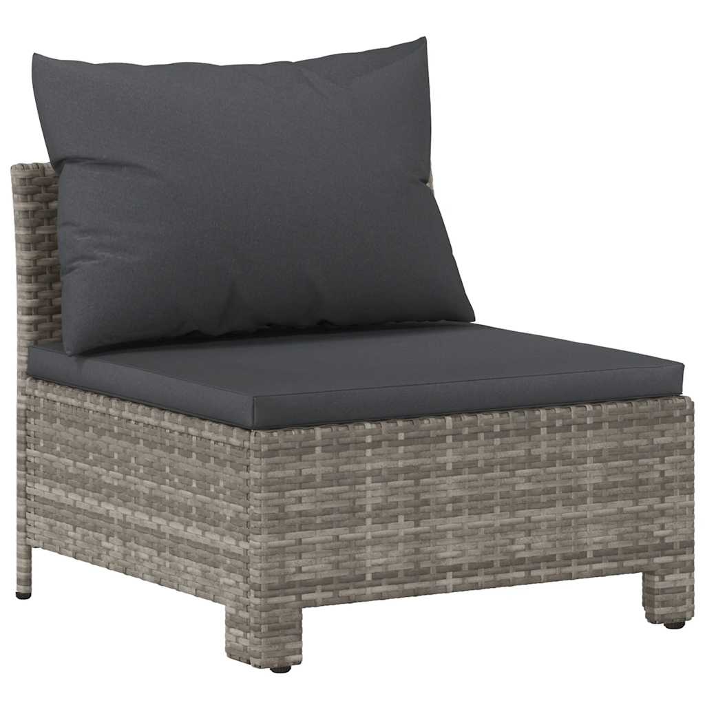 Divano da giardino centrale con cuscino grigio in polyrattan - homemem39