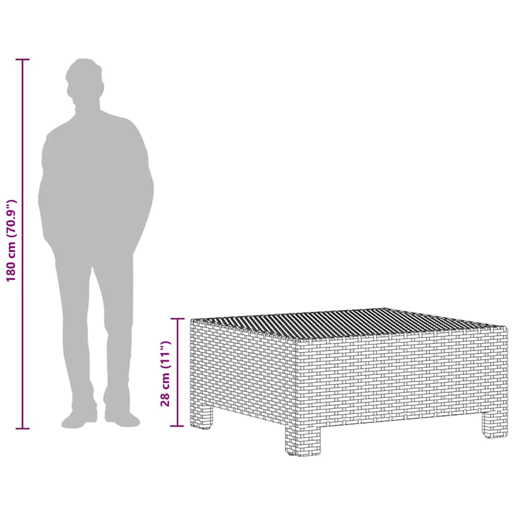 Poggiapiedi da giardino con cuscino grigio in polyrattan | homemem39