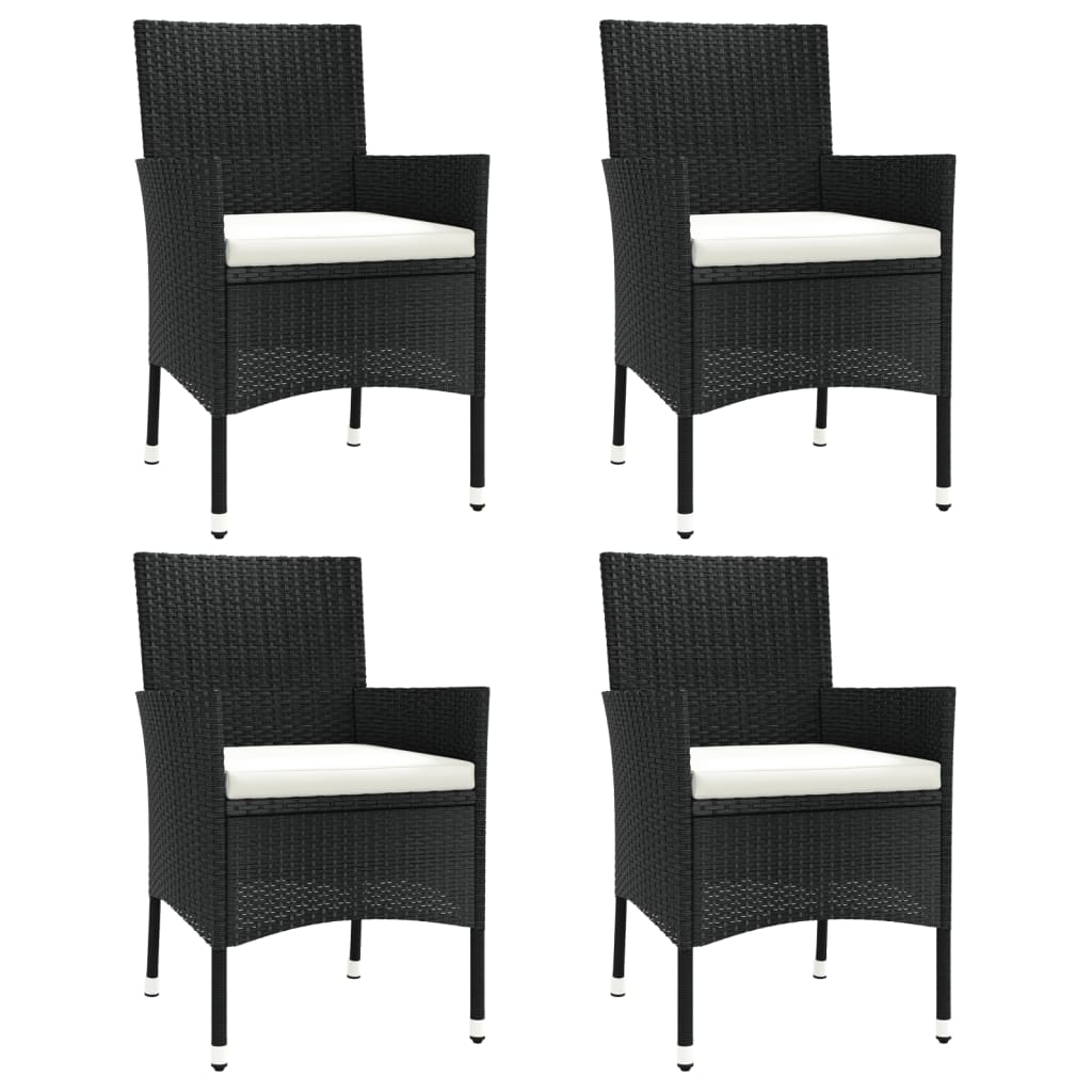 Sedie da giardino con cuscini 4 pz nere in polyrattan (solo UK/IE/FI/NO)