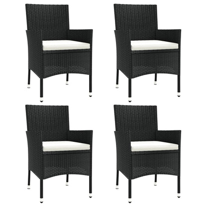 Sedie da giardino con cuscini 4 pz nere in polyrattan (solo UK/IE/FI/NO)