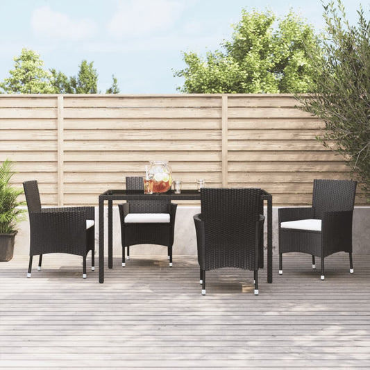 Sedie da giardino con cuscini 4 pz nere in polyrattan (solo UK/IE/FI/NO)
