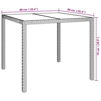 Tavolo da Giardino Grigio 90 x 90 x 75 cm polyrattan | homemem39