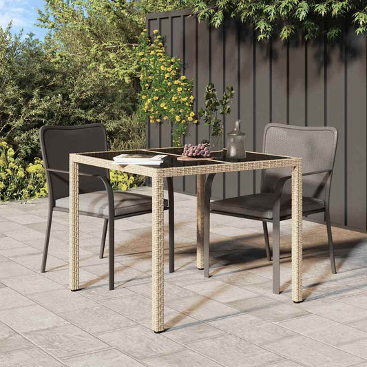 Tavolo da Pranzo da Giardino Beige 90 x 90 x 75 cm Poly Rattan
