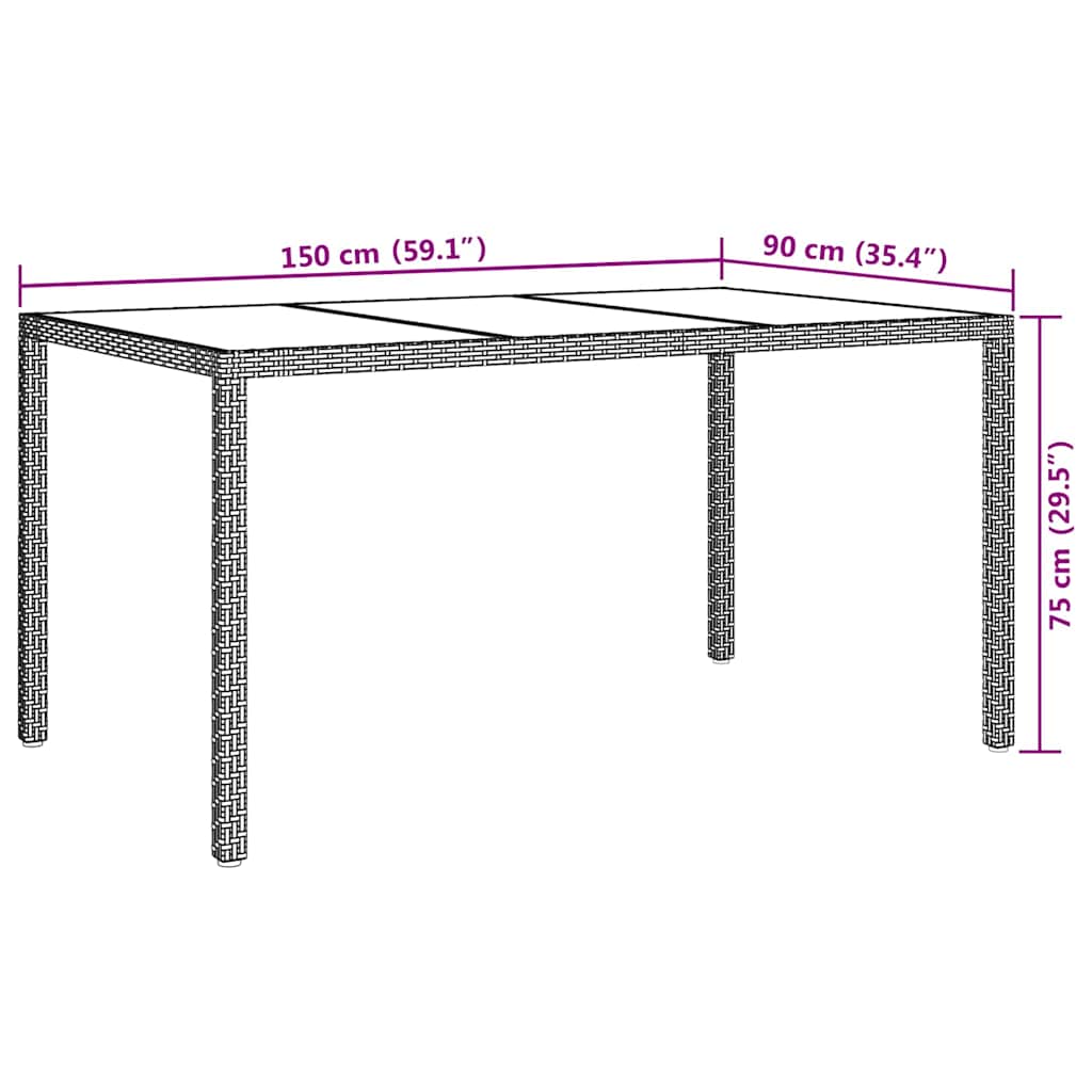 Tavolo da Giardino Nero 150 x 90 x 75 cm polyrattan | homemem39