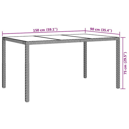 Tavolo da Giardino Nero 150 x 90 x 75 cm polyrattan | homemem39