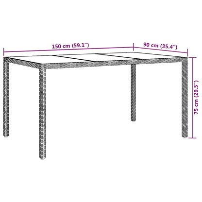 Tavolo da Pranzo da Giardino Nero 150 x 90 x 75 cm Poly Rattan