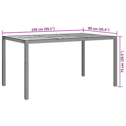 Tavolo da Giardino Grigio 150 x 90 x 75 cm polyrattan | homemem39