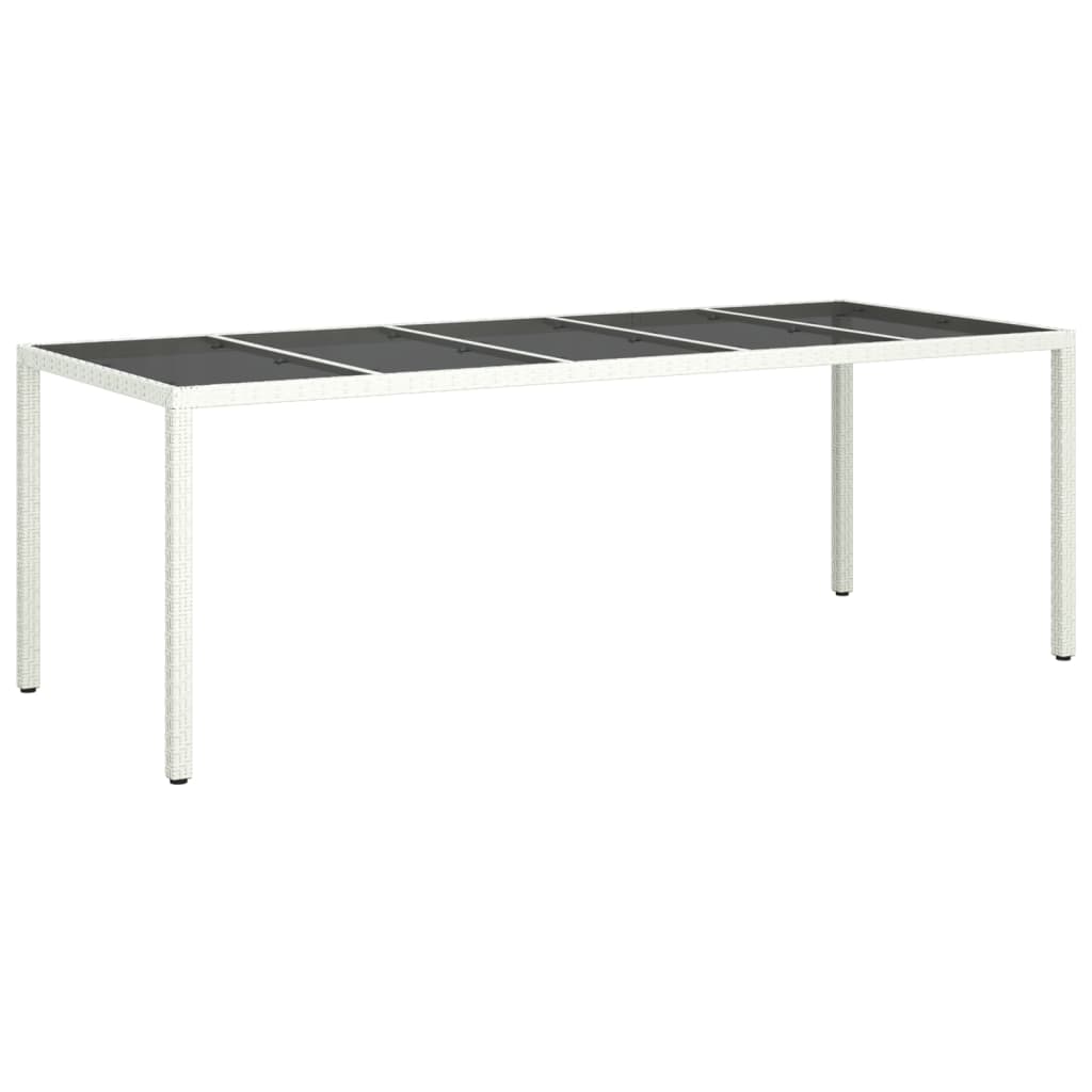 Tavolo Giardino Bianco 250x100x75 cm Polyrattan Vetro Temperato - homemem39