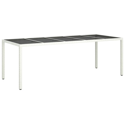 Tavolo Giardino Bianco 250x100x75 cm Polyrattan Vetro Temperato - homemem39