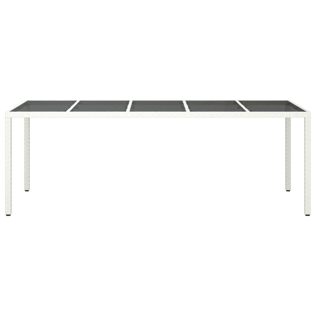 Tavolo Giardino Bianco 250x100x75 cm Polyrattan Vetro Temperato - homemem39