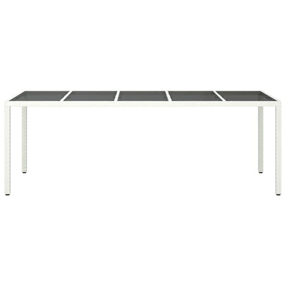 Tavolo Giardino Bianco 250x100x75 cm Polyrattan Vetro Temperato - homemem39