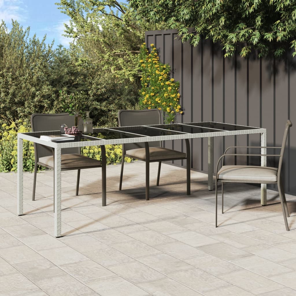 Tavolo Giardino Bianco 250x100x75 cm Polyrattan Vetro Temperato - homemem39