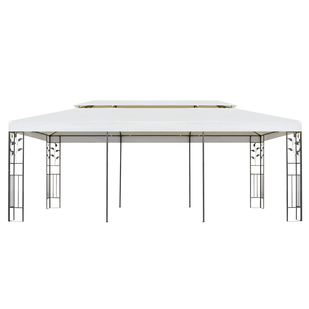 Gazebo con Tetto Doppio Bianco 6x3 m in Acciaio | homemem39