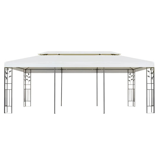 Gazebo con Tetto Doppio Bianco 6x3 m in Acciaio | homemem39