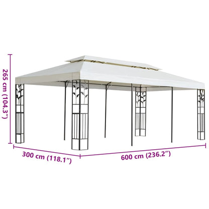 Gazebo con Tetto Doppio Bianco 6x3 m in Acciaio | homemem39