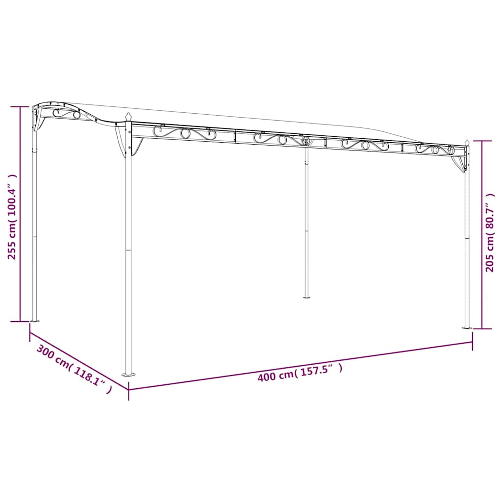 Tettoia Antracite 4x3 m 180 g/m² Tessuto e Acciaio - homemem39