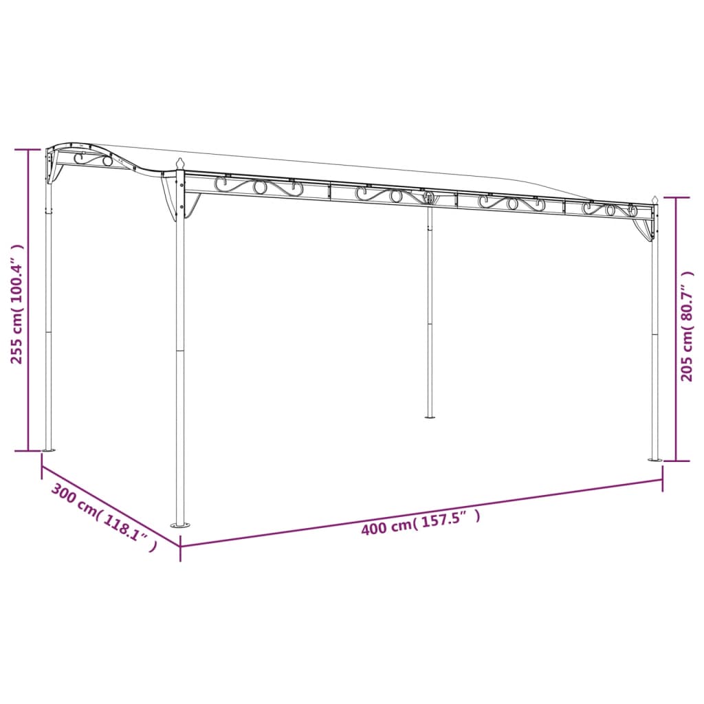 Tettoia Tortora 4x3 m 180 g/m² Tessuto e Acciaio | homemem39