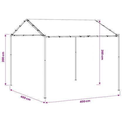 Gazebo 4 x 4 x 2,6 m Bianco Acciaio e Poliestere 180 gsm | homemem39