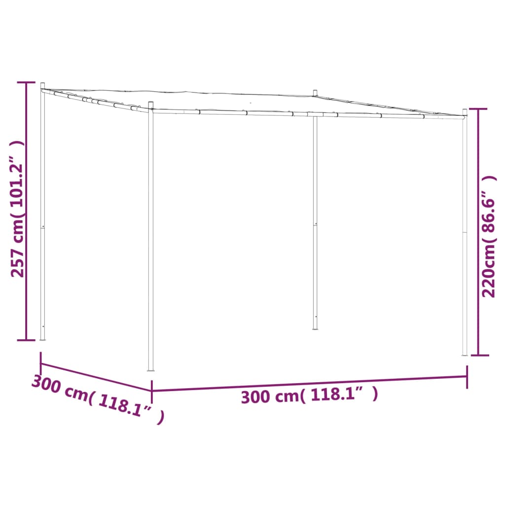Gazebo Antracite 3x3 m 180 g/m² Tessuto e Acciaio | homemem39