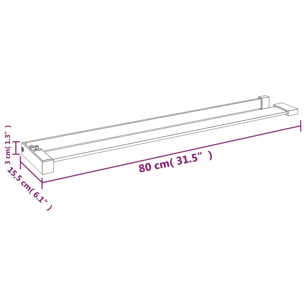 Mensola Doccia per Parete Doccia Walk-in Cromo 80 cm Alluminio - homemem39