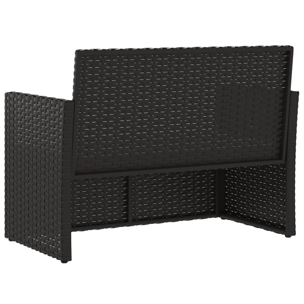 Panca da Giardino con Cuscini Nera 105 cm in Polyrattan | homemem39