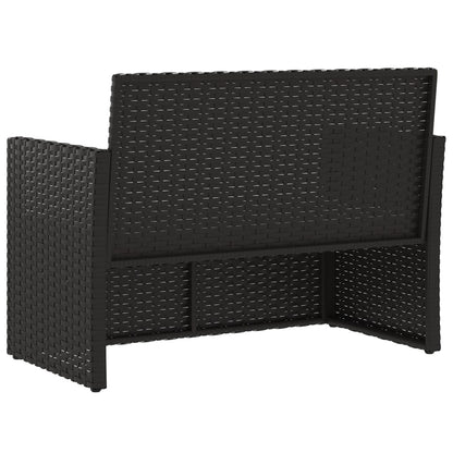 Panca da Giardino con Cuscini Nera 105 cm in Polyrattan | homemem39