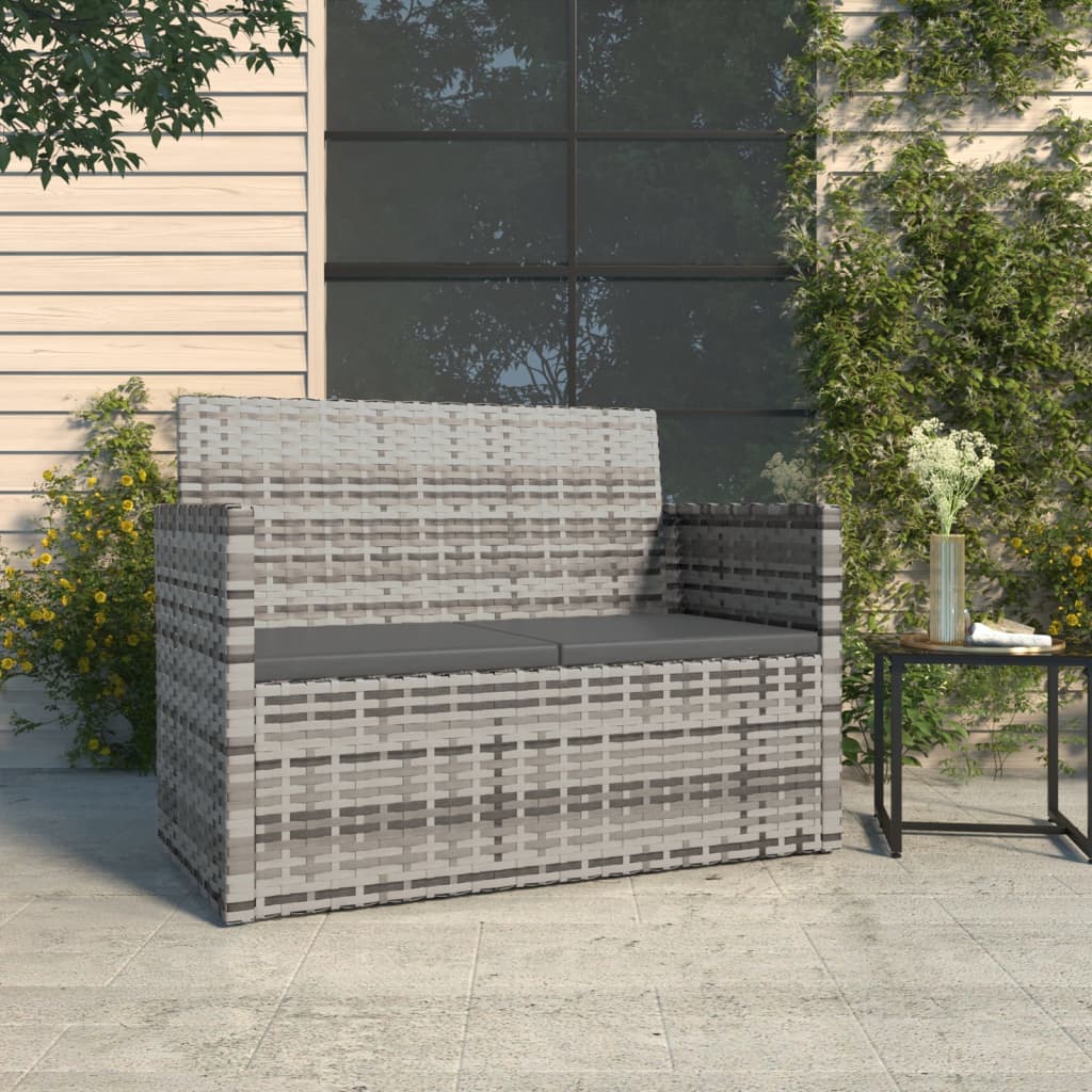 Panca da Giardino con Cuscini Grigia 105 cm in Polyrattan | homemem39