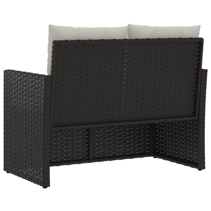 Panca da Giardino con Cuscini Nera 105 cm in Polyrattan | homemem39