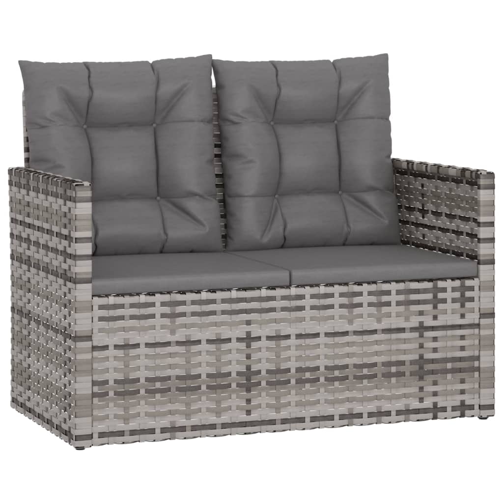 Panca da Giardino con Cuscini Grigia 105 cm in Polyrattan | homemem39