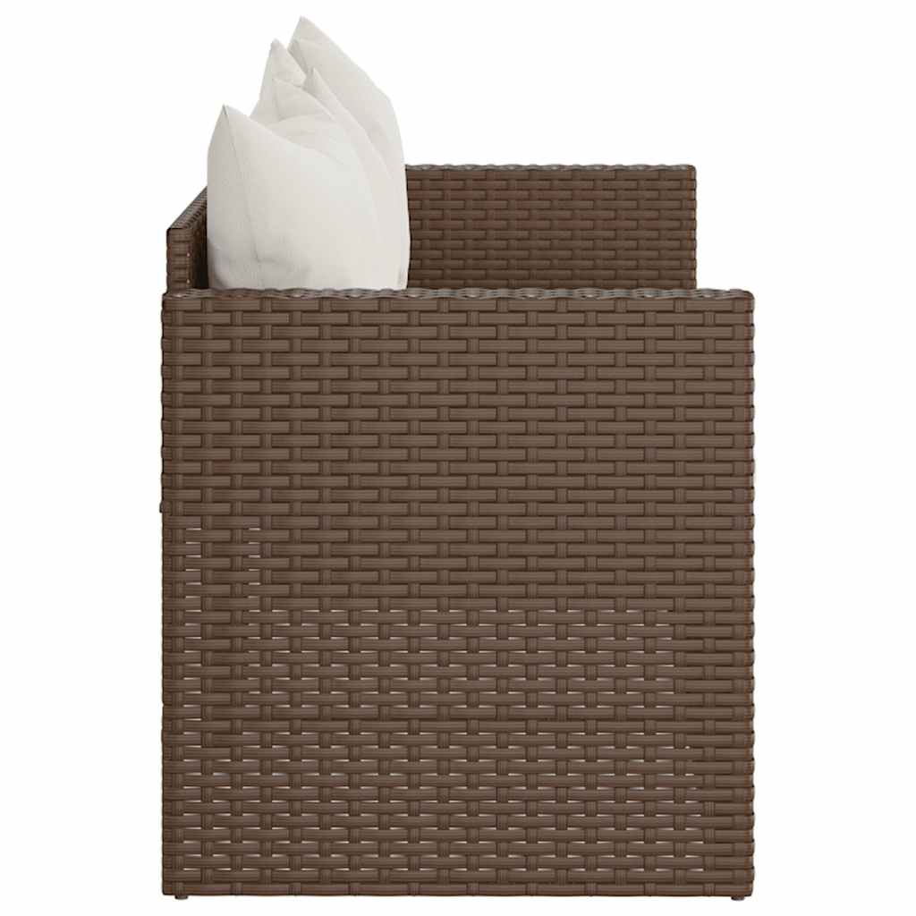 Divano da Giardino a 3 Posti con Cuscini in Polyrattan Marrone | homemem39