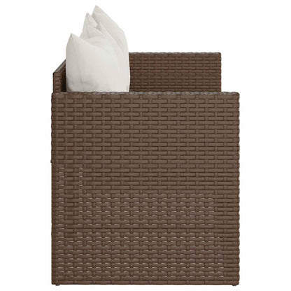 Divano da Giardino a 3 Posti con Cuscini in Polyrattan Marrone | homemem39