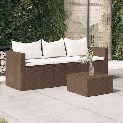 Divano da Giardino a 3 Posti con Cuscini in Polyrattan Marrone | homemem39