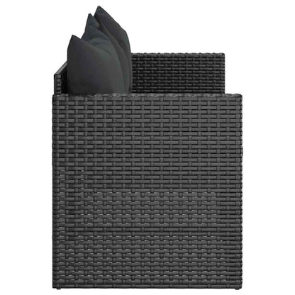 Divano da Giardino a 3 Posti con Cuscini Nero in Polyrattan | homemem39