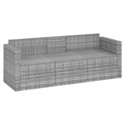 Divano da Giardino a 3 Posti con Cuscini in Polyrattan Grigio | homemem39