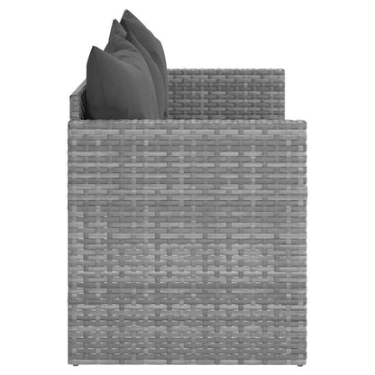 Divano da Giardino a 3 Posti con Cuscini in Polyrattan Grigio - homemem39