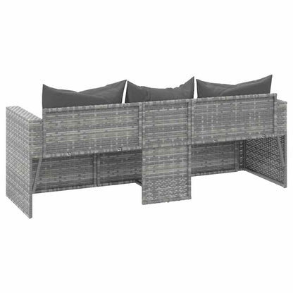 Divano da Giardino a 3 Posti con Cuscini in Polyrattan Grigio | homemem39