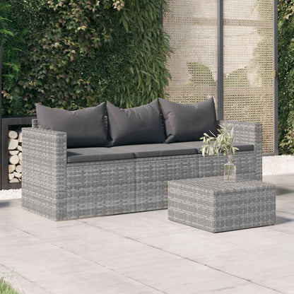 Divano da Giardino a 3 Posti con Cuscini in Polyrattan Grigio | homemem39