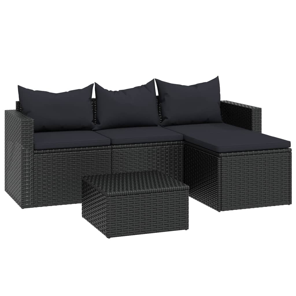 Set Divani da Giardino Nero in Polyrattan - homemem39