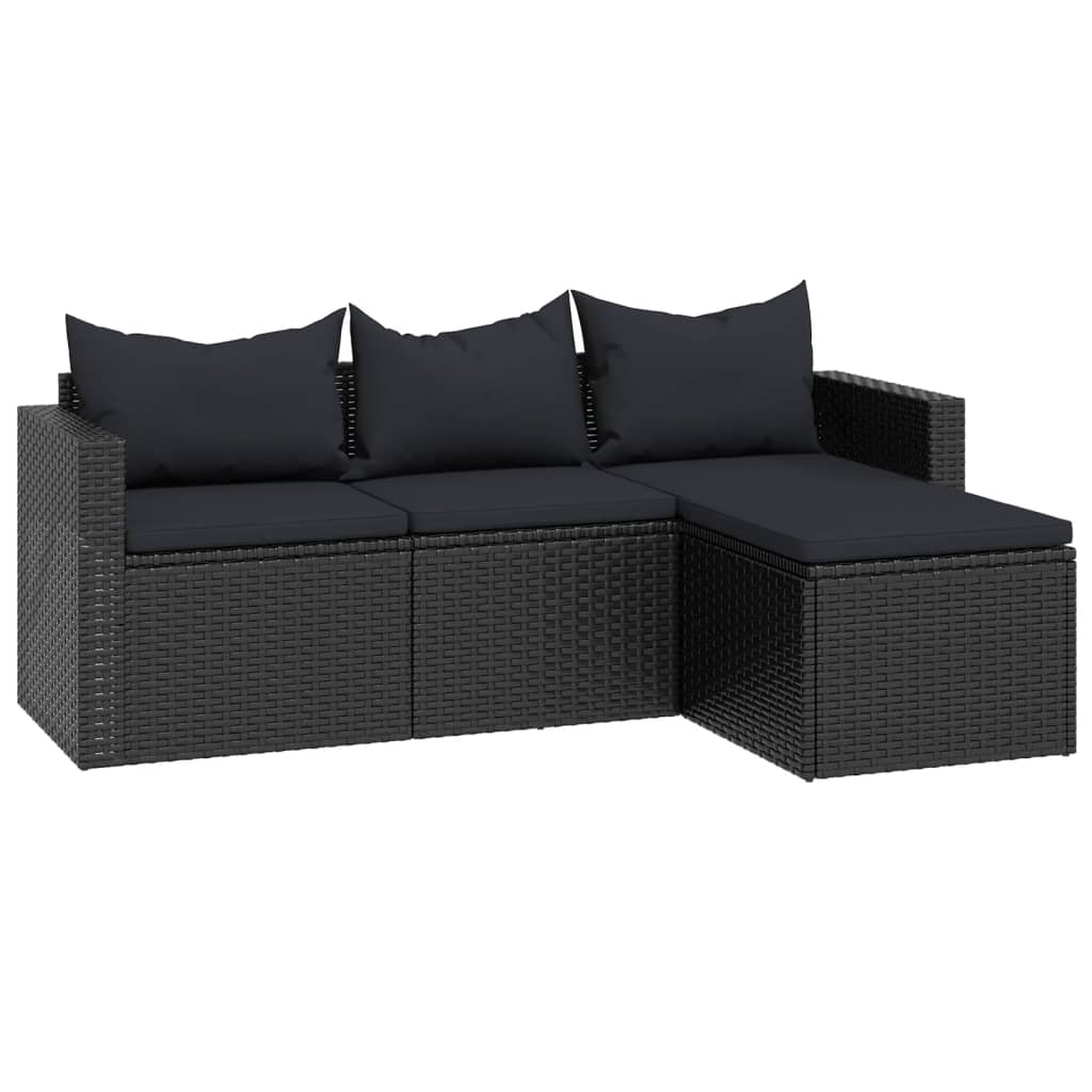 Set Divani da Giardino Nero in Polyrattan - homemem39