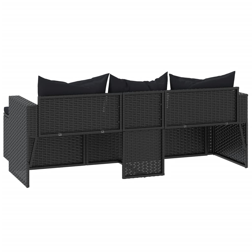 Set Divani da Giardino Nero in Polyrattan - homemem39