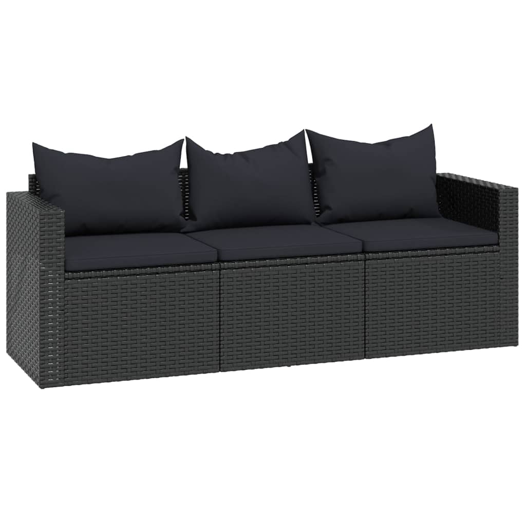 Set Divani da Giardino Nero in Polyrattan - homemem39