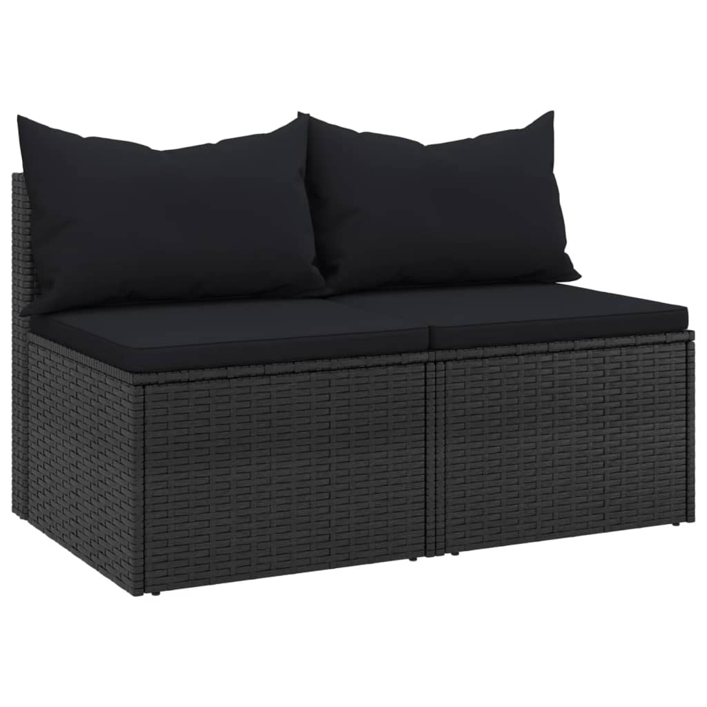 Divani Centrali da Giardino con Cuscini 2pz in Polyrattan Nero | homemem39
