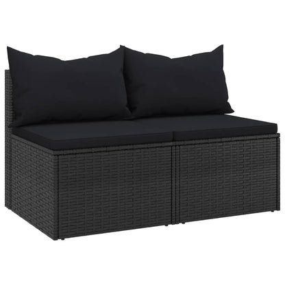 Divani Centrali da Giardino con Cuscini 2pz in Polyrattan Nero | homemem39