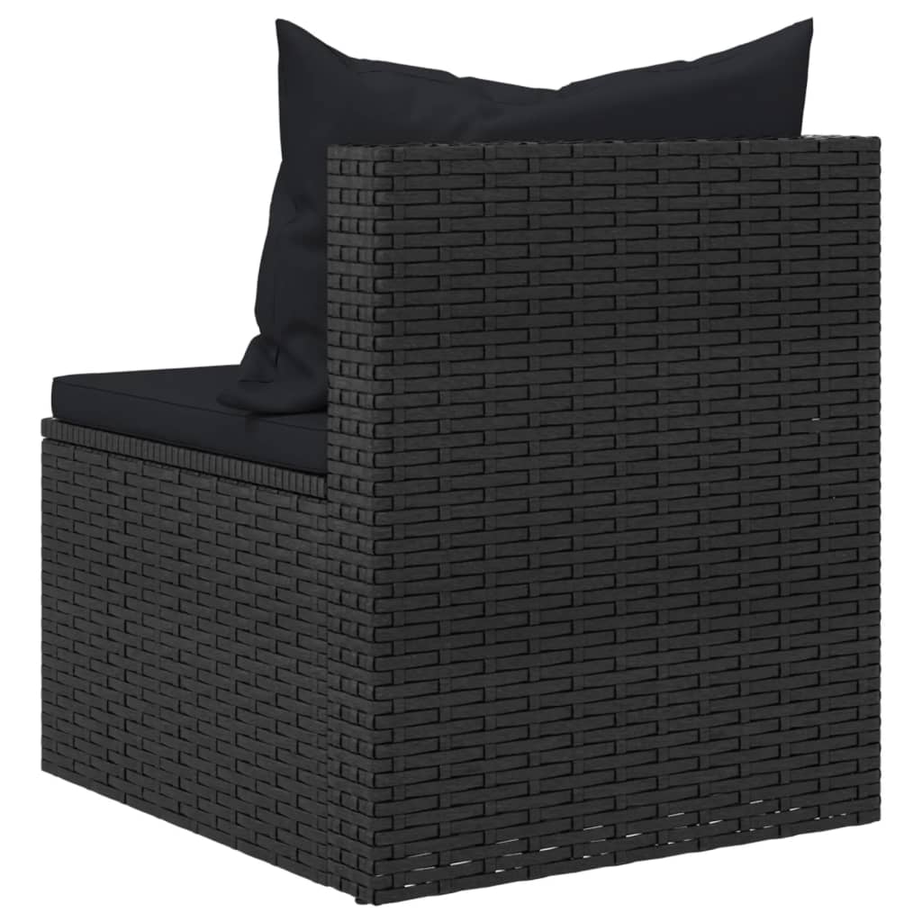 Divani Centrali da Giardino con Cuscini 2pz in Polyrattan Nero | homemem39