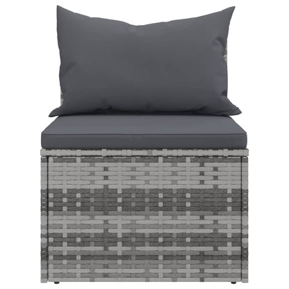 Divani Centrali da Giardino con Cuscini 2pz Polyrattan Grigio - homemem39