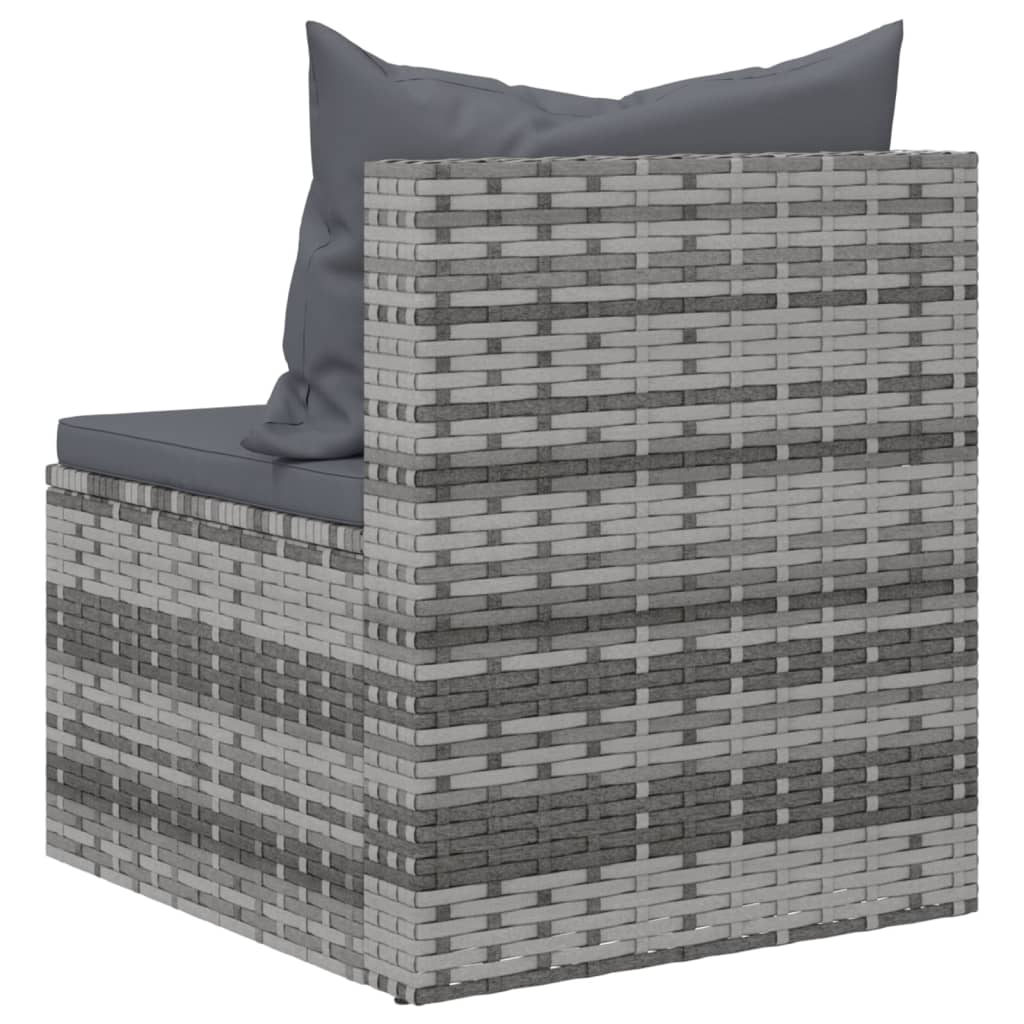Divani Centrali da Giardino con Cuscini 2pz Polyrattan Grigio - homemem39